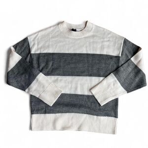 H&M Divided Grey & Cream Striped Knit Sweater